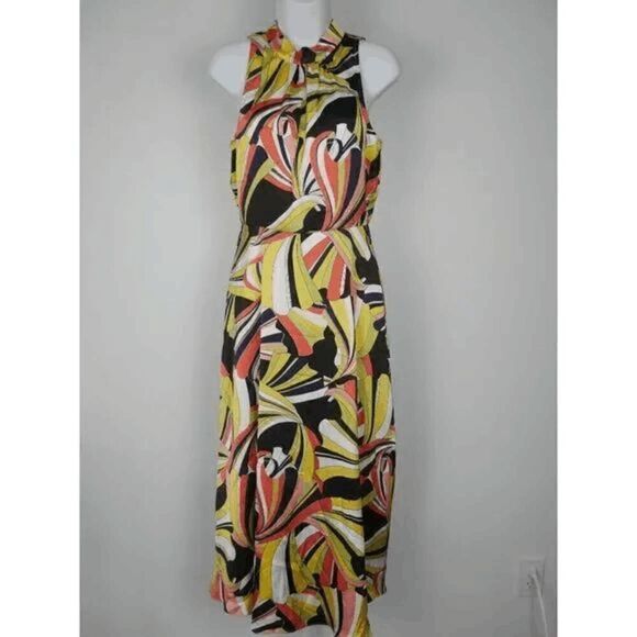 Anne Klein Encore Midi Dress | Size 4 | Halter | Abstract Print | Lined - Picture 1 of 11